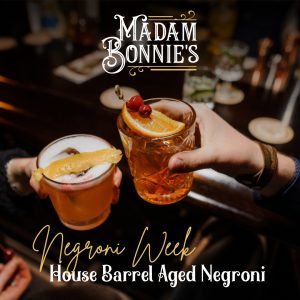 Poster from Madam Bonnies showcasing the Negroni week